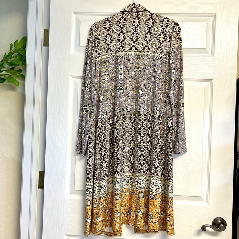 Logo Longline Duster Patchwork Boho Cardigan Kimo… - image 6